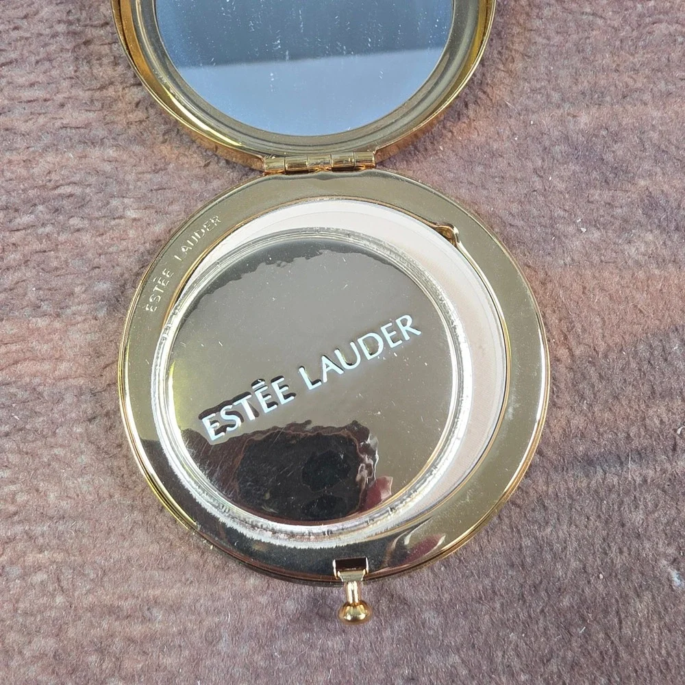 Estee Lauder Re-Nutriv Powder Compact Womens OS Gold Good Crystal Enamel Swirl